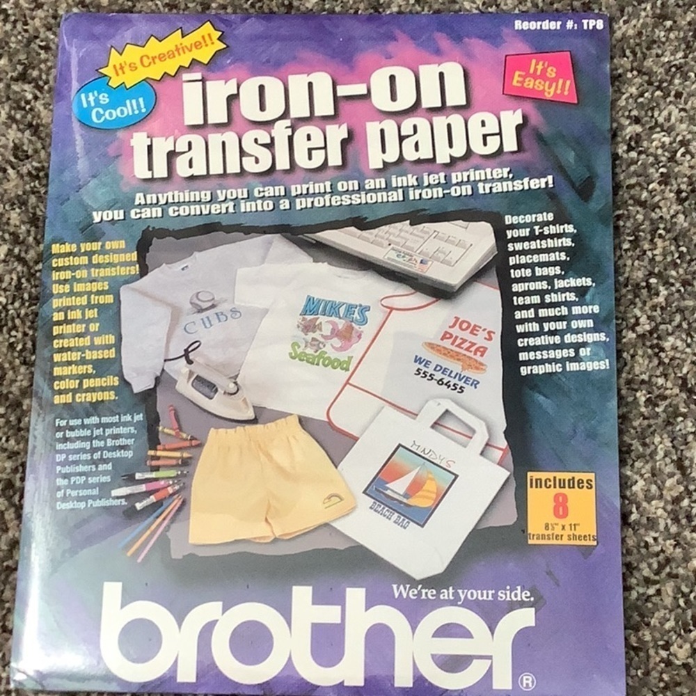 NEW Iron On Transfer Paper Pack Ink Jet Printer 8 Sheets Per Package EASY To Use